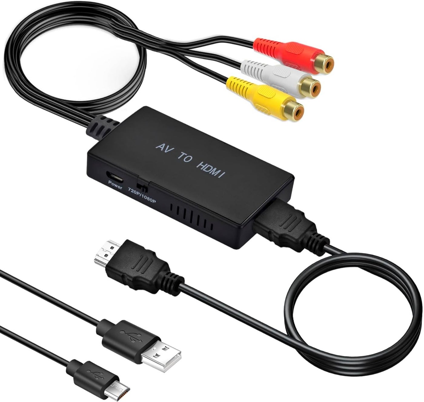 igeekwell RCA to HDMI Converter, AV to HDMI Adapter, AV Composite CVBS Video Audio Converter Adapter Supporting 1080P for PS2/PS3/ STB/Xbox VHS/VCR/Blue-Ray DVD Players